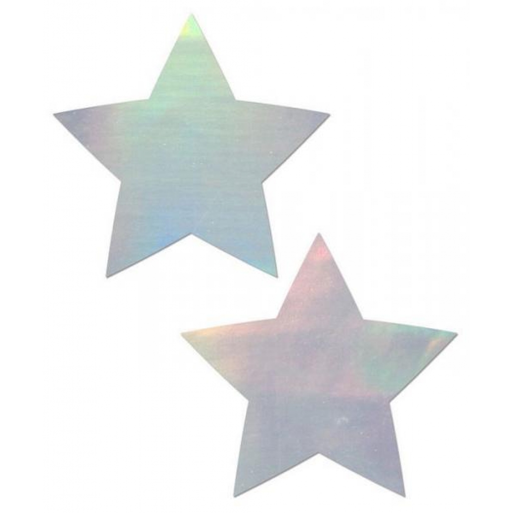 Pastease Holographic Star Silver Pasties O/S - Pasties, Tattoos & Accessories