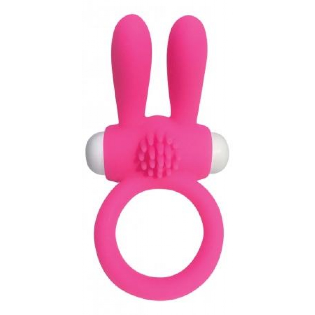 Neon Rabbit Ring Vibrator Pink - Couples Penis Rings