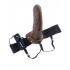 8 inches Vibrating Hollow Strap On Brown - Hollow Strap-ons