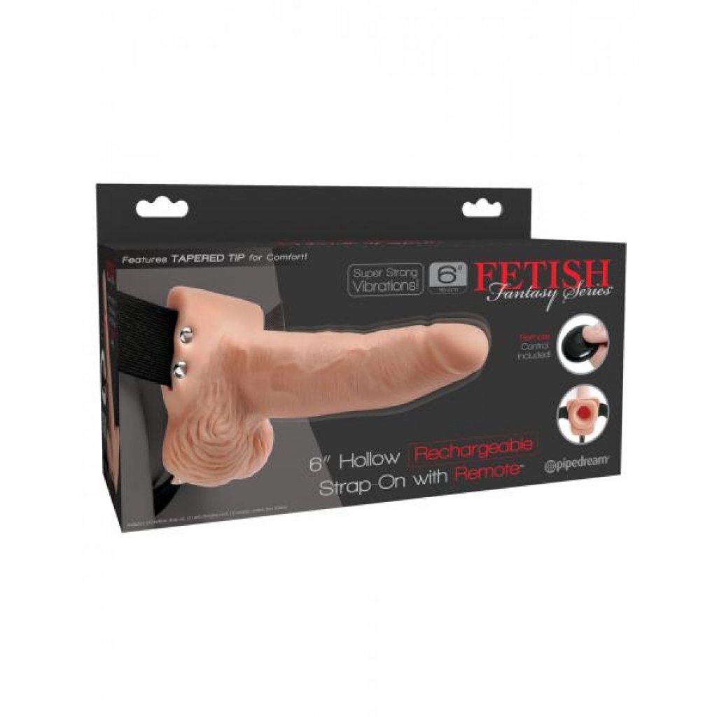 Fetish Fantasy 6 In Hollow Rechargeable Strap-on Remote Flesh - Hollow Strap-ons