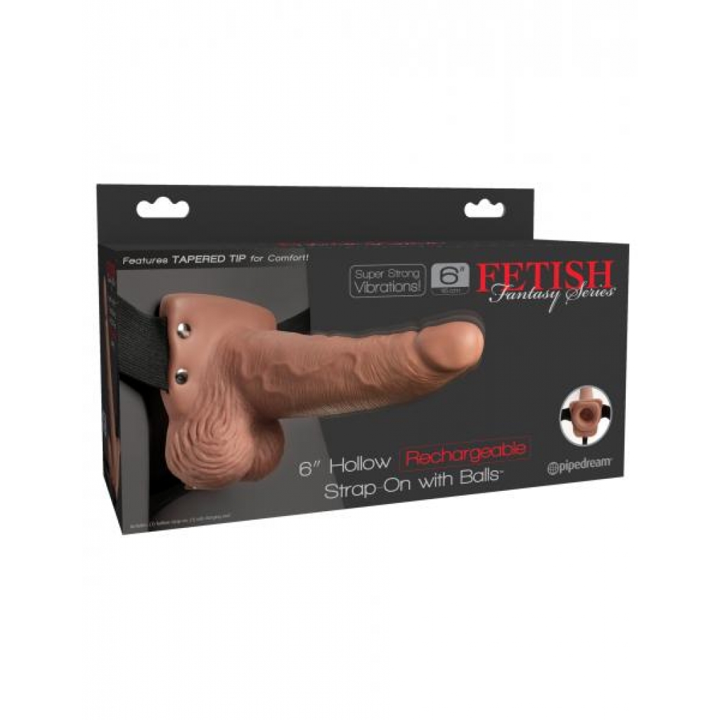 Fetish Fantasy 6 In Hollow Rechargeable Strap-on Tan - Hollow Strap-ons