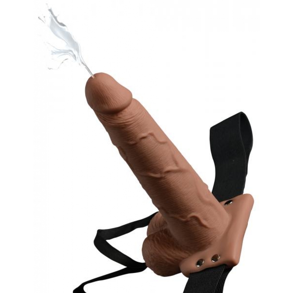 Fetish Fantasy 7.5 inches Hollow Squirting Strap On with Balls Tan - Fleshlight