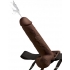 Fetish Fantasy 9 inches Hollow Squirting Strap On with Balls Brown - Hollow Strap-ons