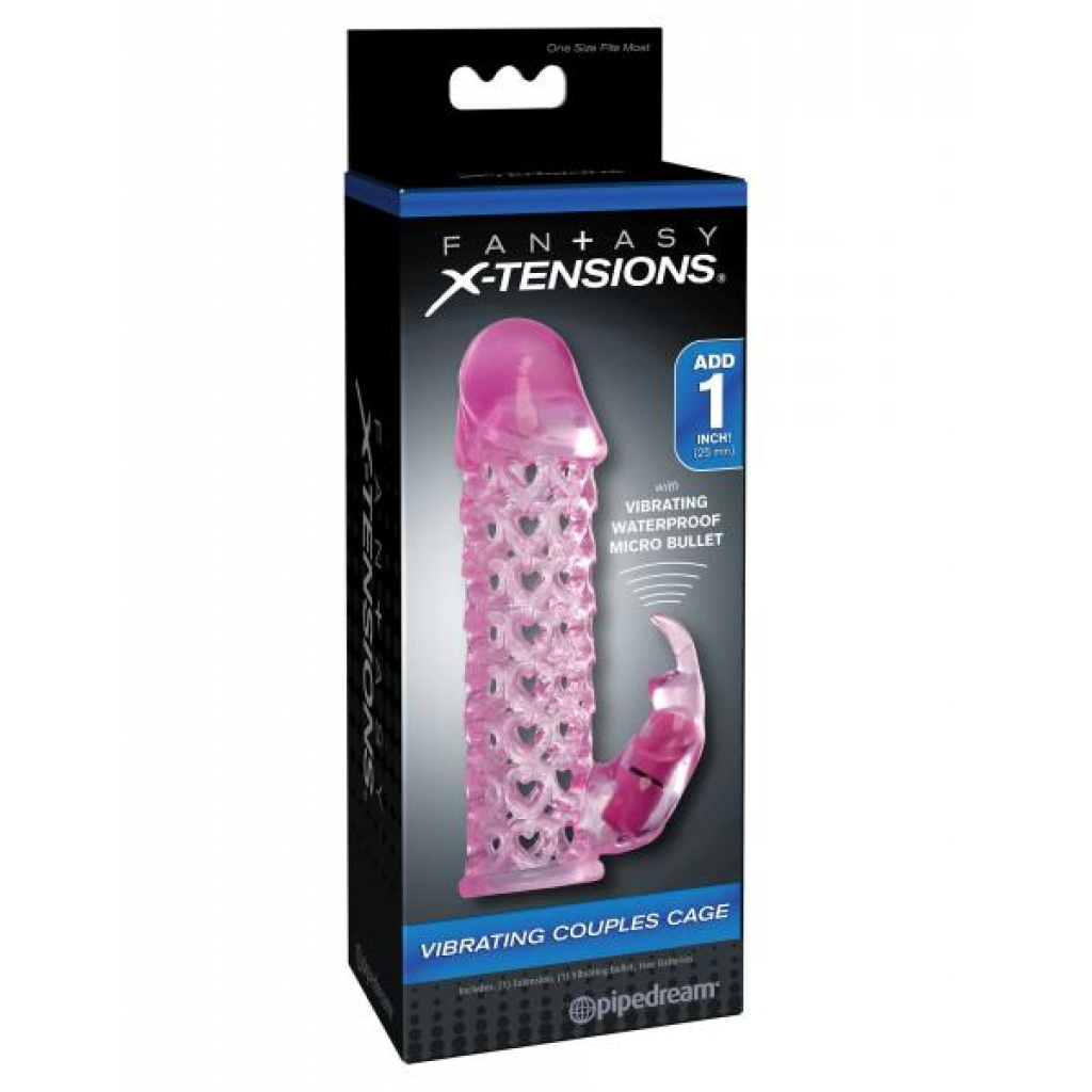 Fantasy X-tensions Vibrating Couples Cage Pink - Penis Sleeves & Enhancers
