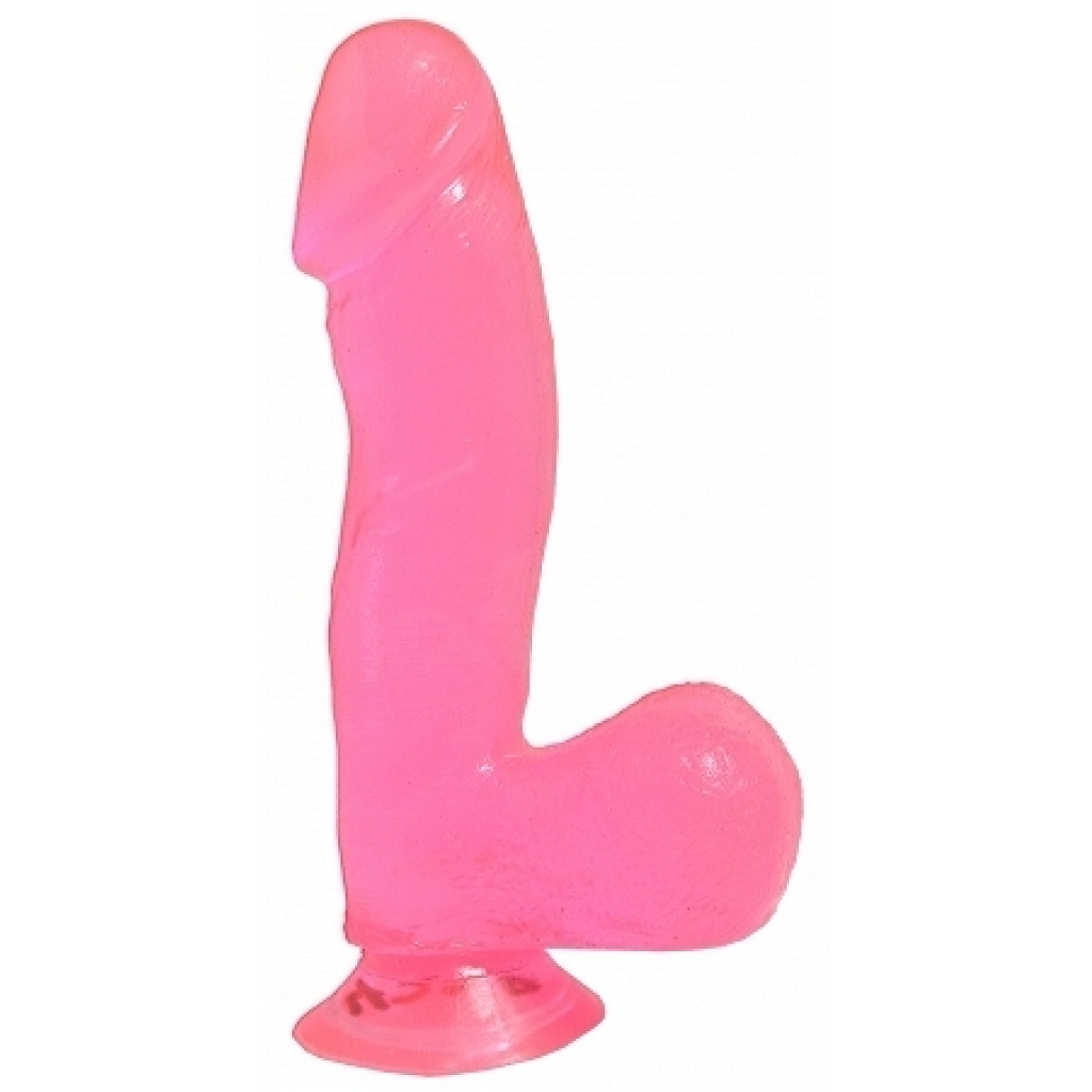 Basix Rubber 6.5 inches Dong Suction Cup Pink - Realistic Dildos & Dongs