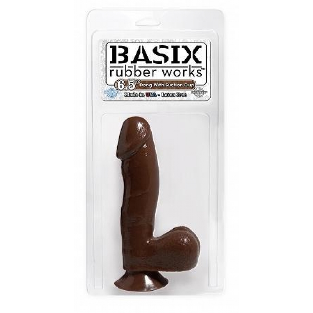 Basix 6.5in Dong W/Suction Cup Brown - Realistic Dildos & Dongs