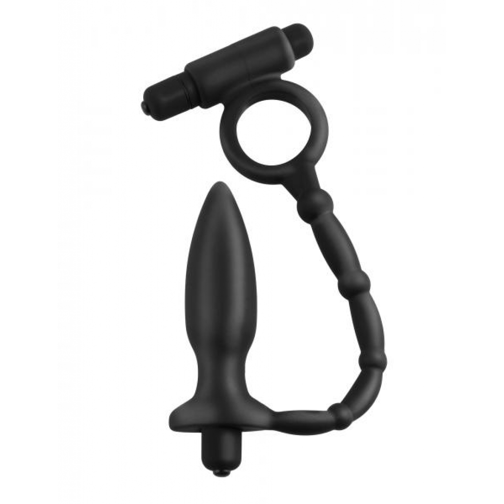 Anal Fantasy Ass Kicker With Cock Ring Black - Prostate Massagers