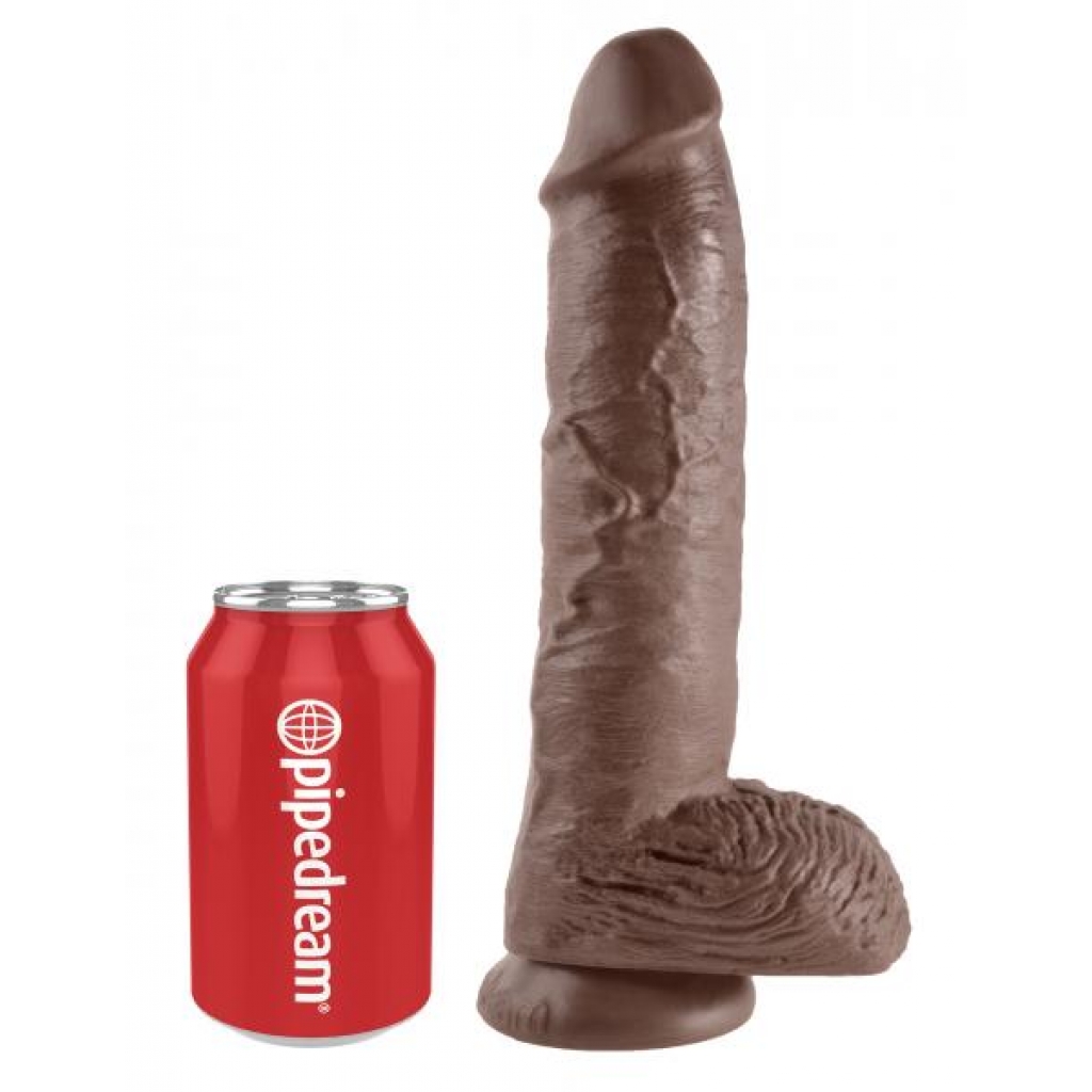 10 Inches C*ck Balls - Brown - Realistic Dildos & Dongs