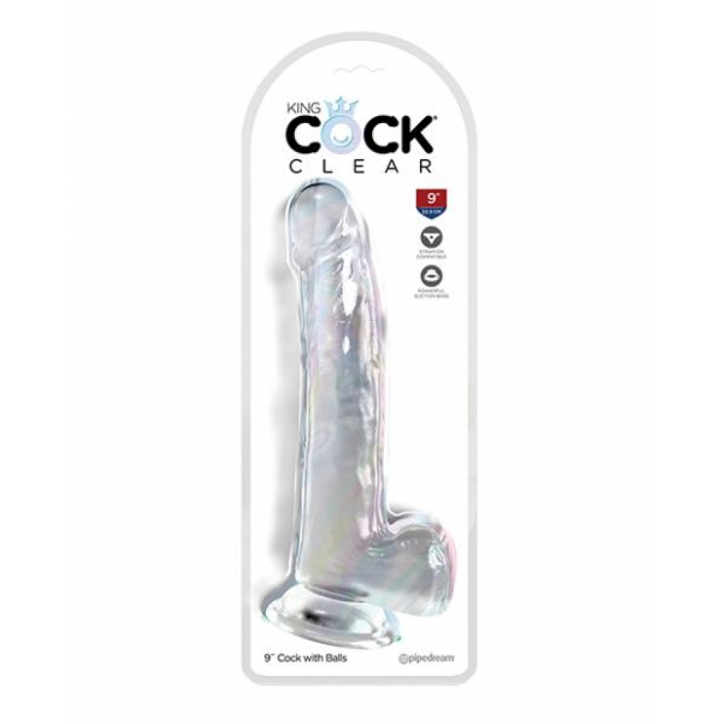 King Cock Clear 9in W/ Balls - Huge Dildos