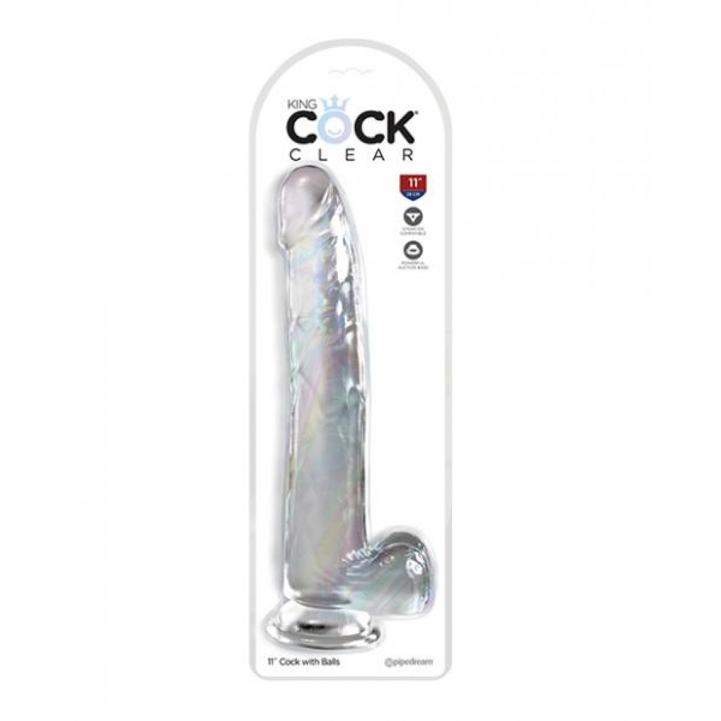 King Cock Clear 11in W/ Balls - Huge Dildos