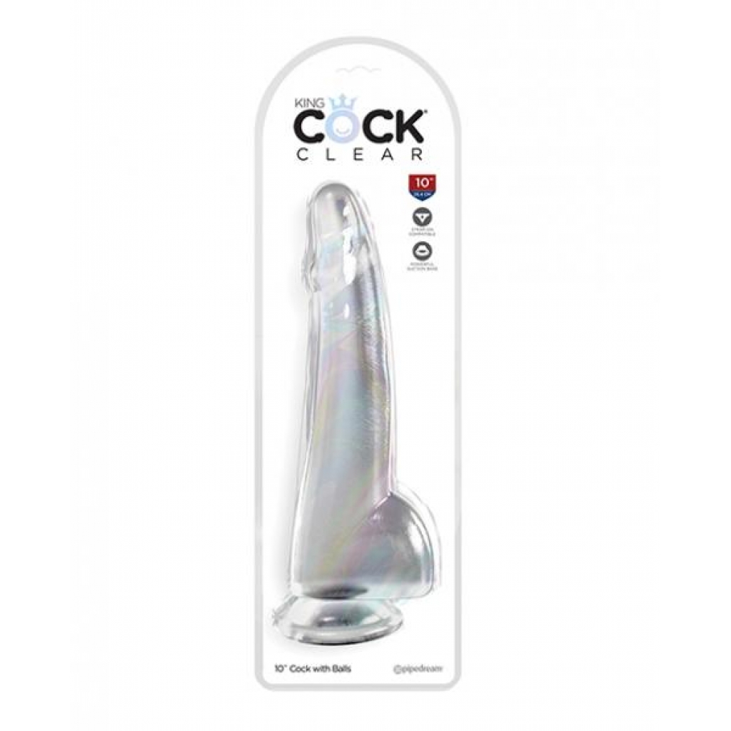 King Cock Clear 10in W/ Balls - Huge Dildos
