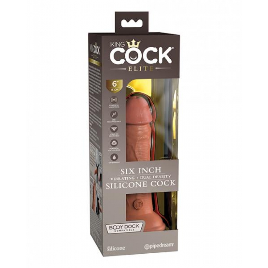 King Cock Elite 6 In Vibrating Dual Density Tan - Realistic Dildos & Dongs