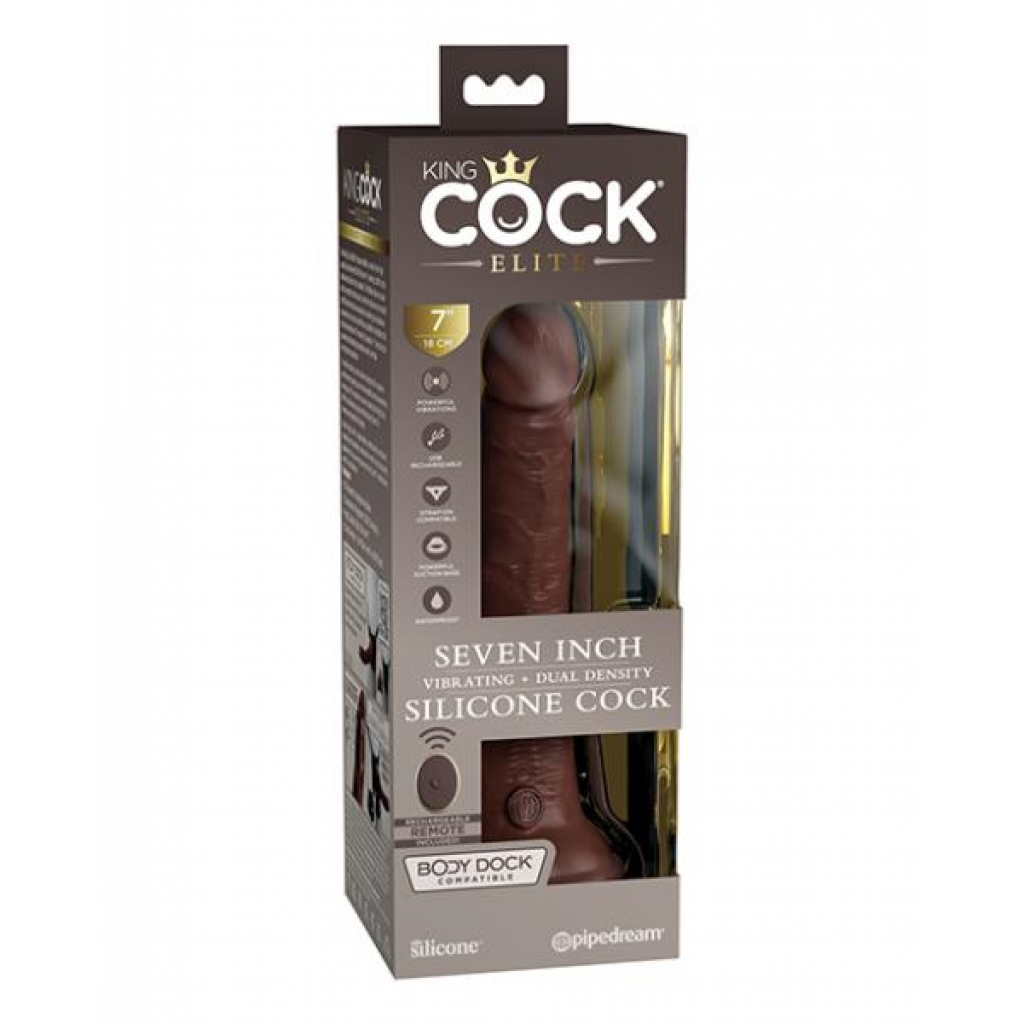King Cock Elite 7 In Vibrating Dual Density Brown - Realistic Dildos & Dongs