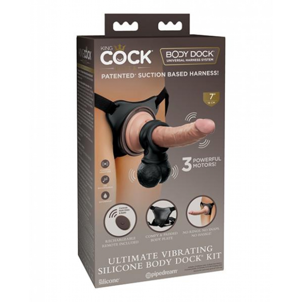 King Cock Elite Ultimate Vibrating Body Dock Kit - Harness & Dong Sets