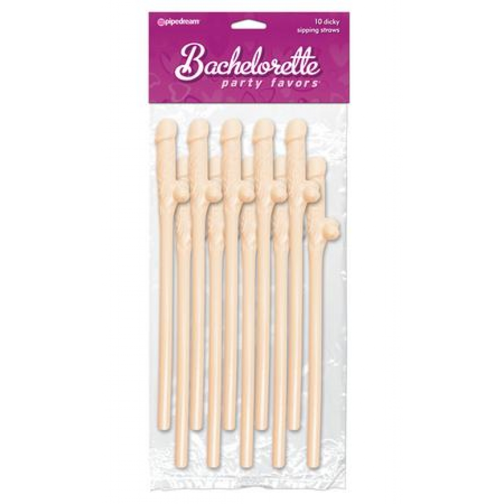 Bachelorette Party Favors Dicky Sipping Straws Beige 10pc. - Serving Ware