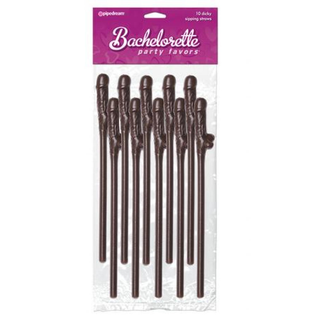 Bachelorette Party Favors Dicky Sipping Straws Brown 10pc. - Serving Ware