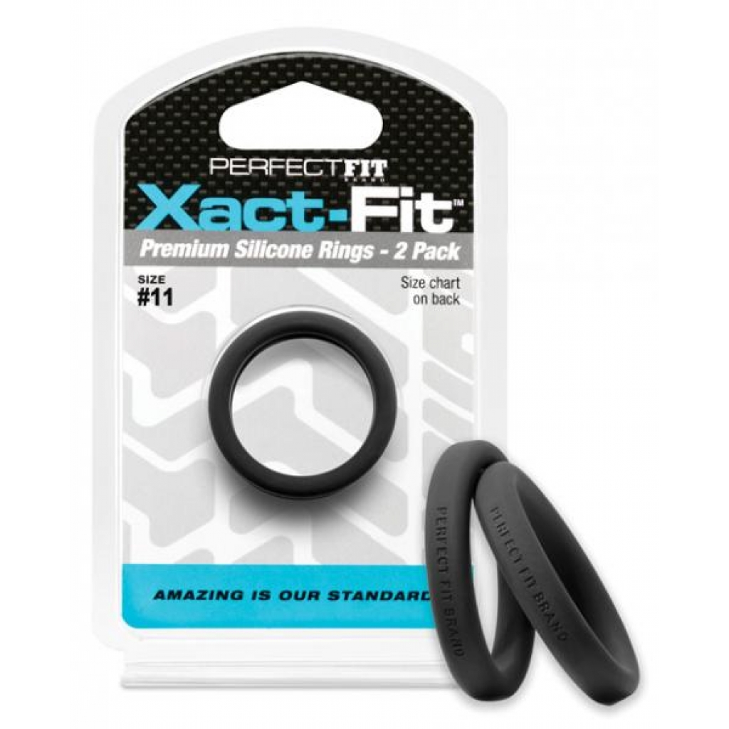 Perfect Fit Xact-Fit #11 2 Pack Black Cock Rings - Classic Penis Rings