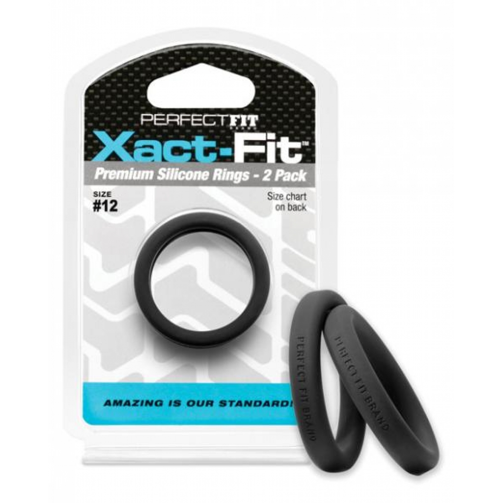 Perfect Fit Xact-Fit #12 2 Pack Black Cock Rings - Classic Penis Rings