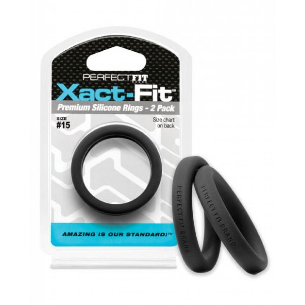 Perfect Fit Xact-Fit #15 2 Pack Black Cock Rings - Classic Penis Rings