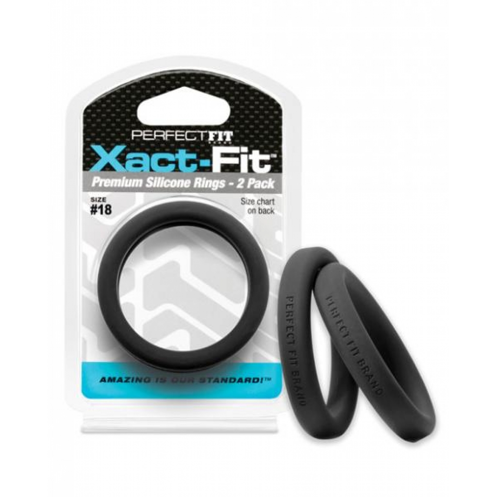 Perfect Fit Xact-Fit #18 2 Pack Black Cock Rings - Classic Penis Rings