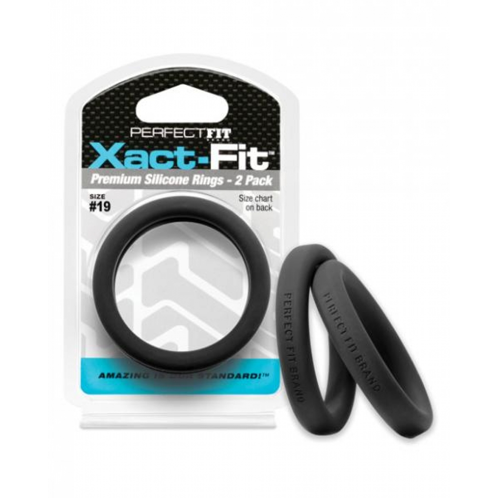 Perfect Fit Xact-Fit #19 2 Pack Black Cock Rings - Classic Penis Rings