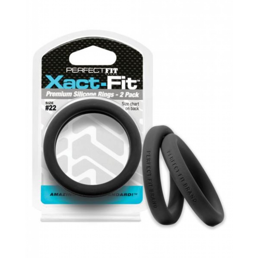 Perfect Fit Xact-Fit #22 2 Pack Black Cock Rings - Classic Penis Rings