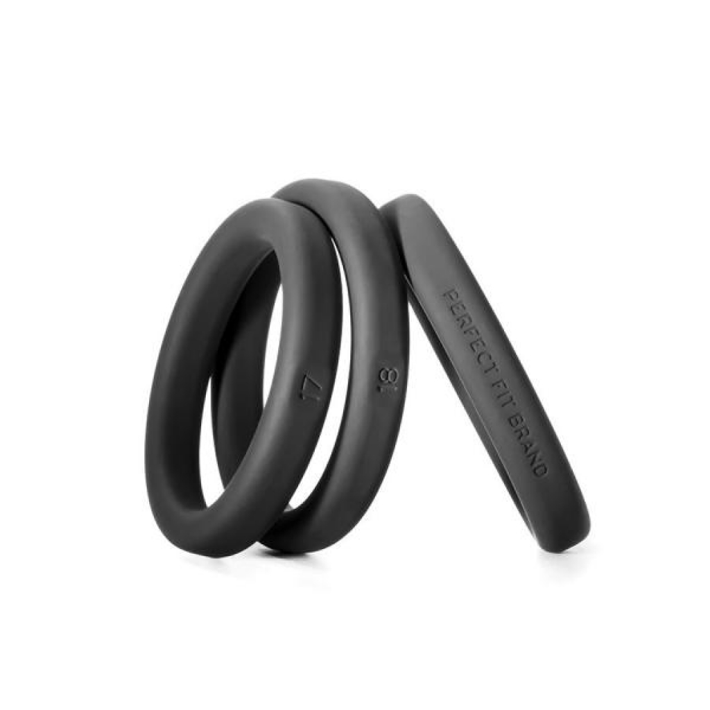 Xact-Fit Silicone Rings #17, #18, #19 Black - Cock Ring Trios