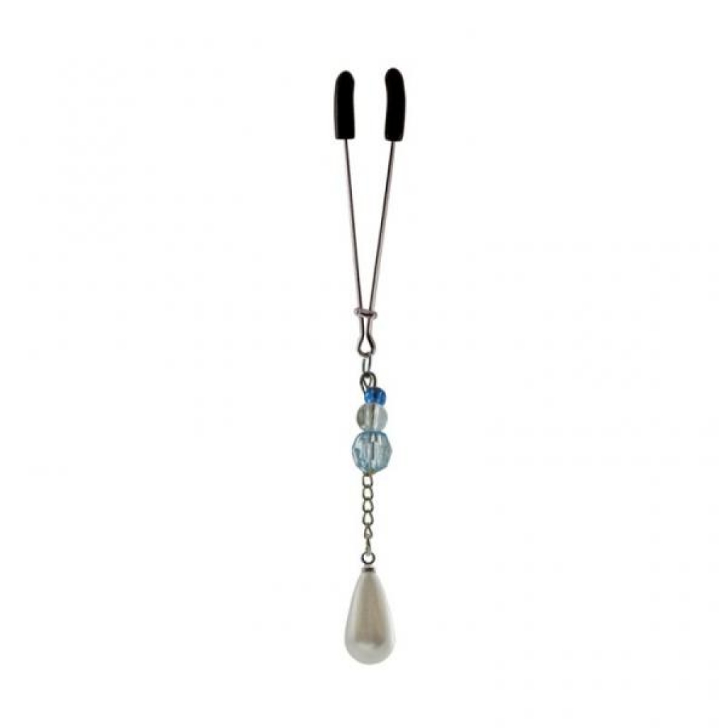 Bijoux De Cli Tweezer W/ Pearl On Chain & Blue Beads - Jewelry