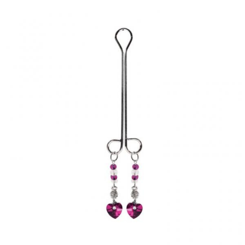 Bijoux De Cli Double Loop with Heart Charm & Fuchsia Beads - Jewelry