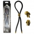 C-Cing Lasso Gold Skull Bead Leather Strap Black - Adjustable & Versatile Penis Rings