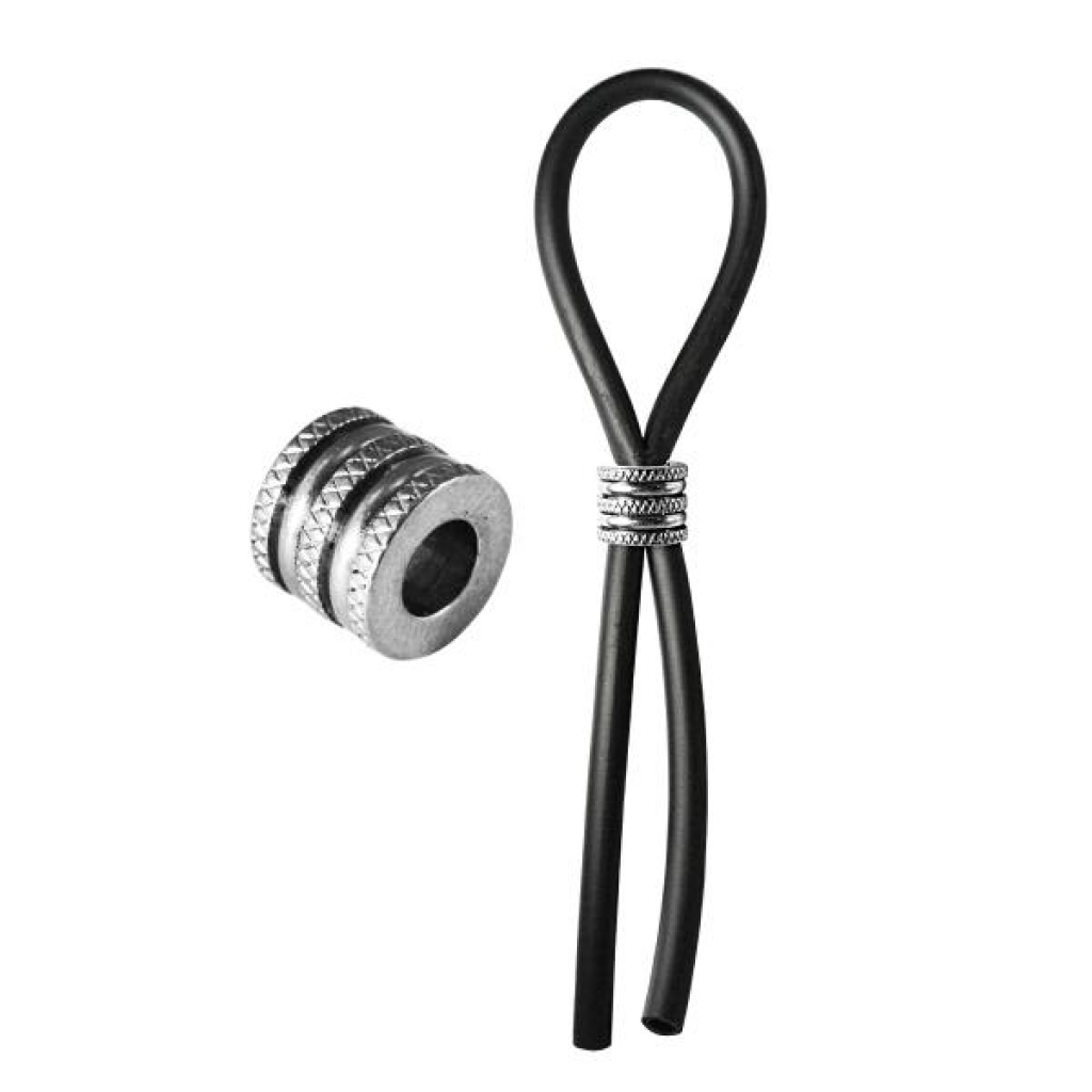 Bolo Lasso Silicone Cock Ring Cross Cap Black - Adjustable & Versatile Penis Rings