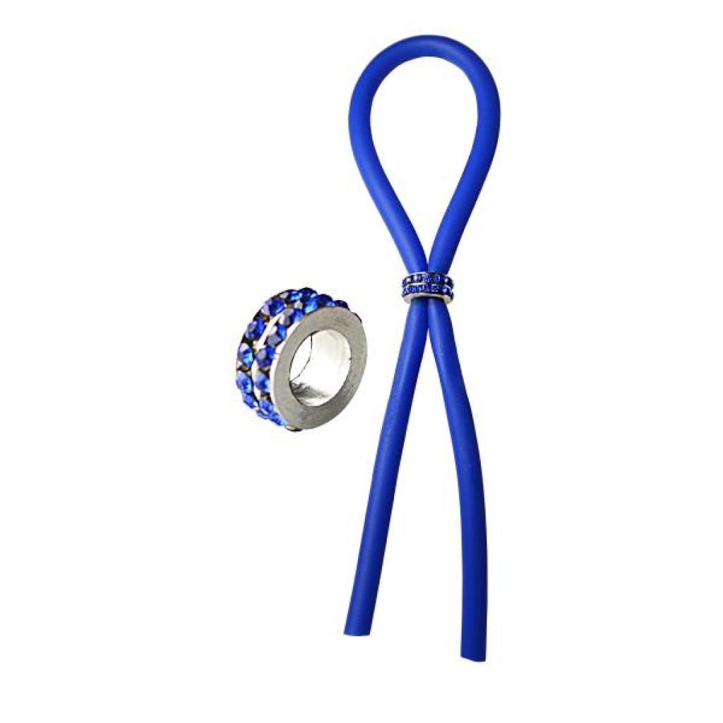 Bolo Lasso Silicone Ring Blue Gems Bead Slider - Adjustable & Versatile Penis Rings