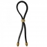 C-ring Lasso Gold Bead Slider W/ Gold Skull Tips Leather - Adjustable & Versatile Penis Rings
