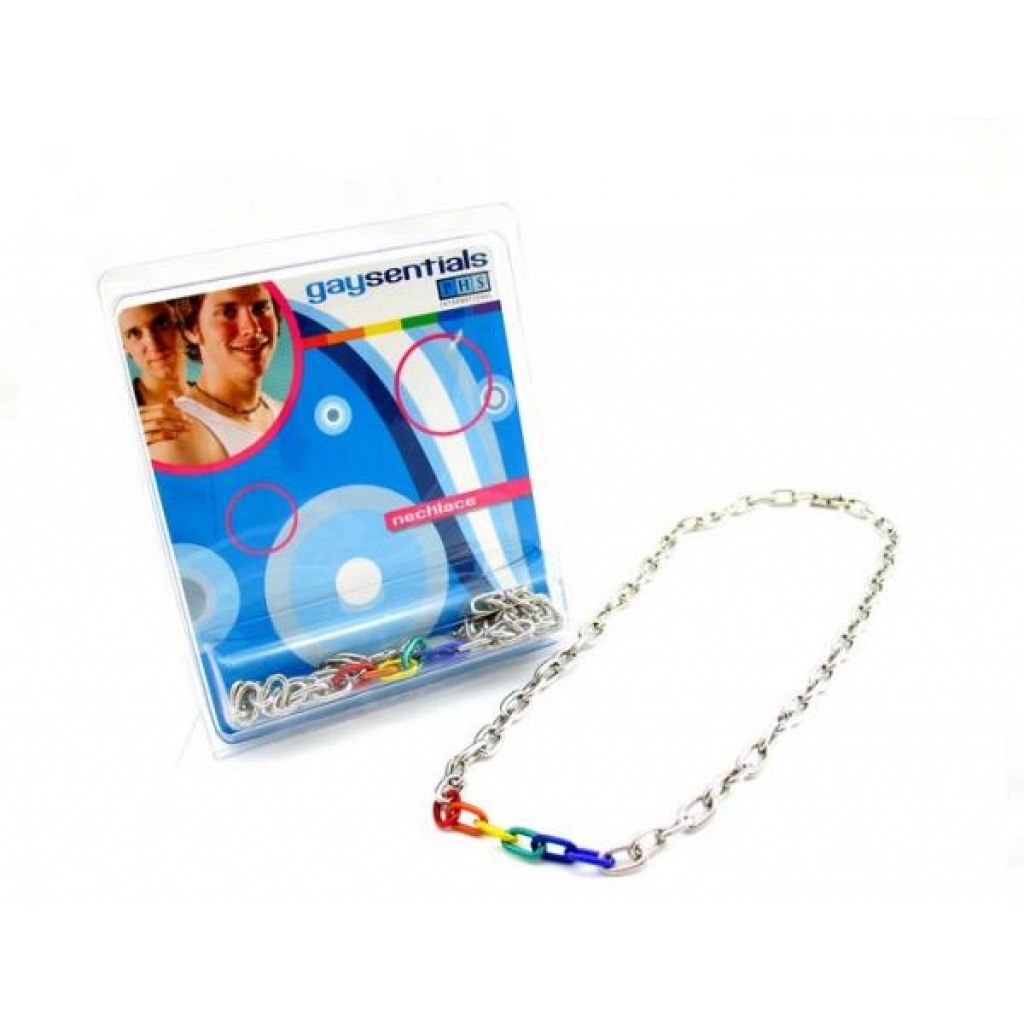 Gaysentials Rainbow and Silver Links Necklace 20 inches - Jewelry