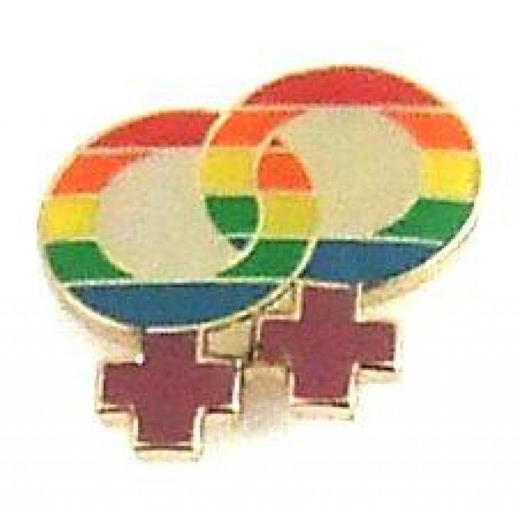 Gaysentials Lapel Pin Rainbow Double Female - Party Wear