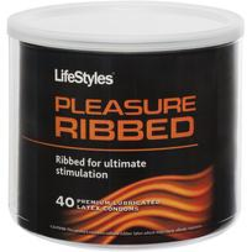 Lifestyles Pleasure Ribbed Latex Condoms - 40 Pieces