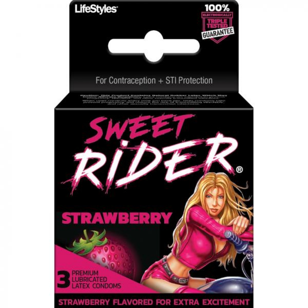 Lifestyles Sweet Rider Condoms Strawberry 3 Pack - Condoms