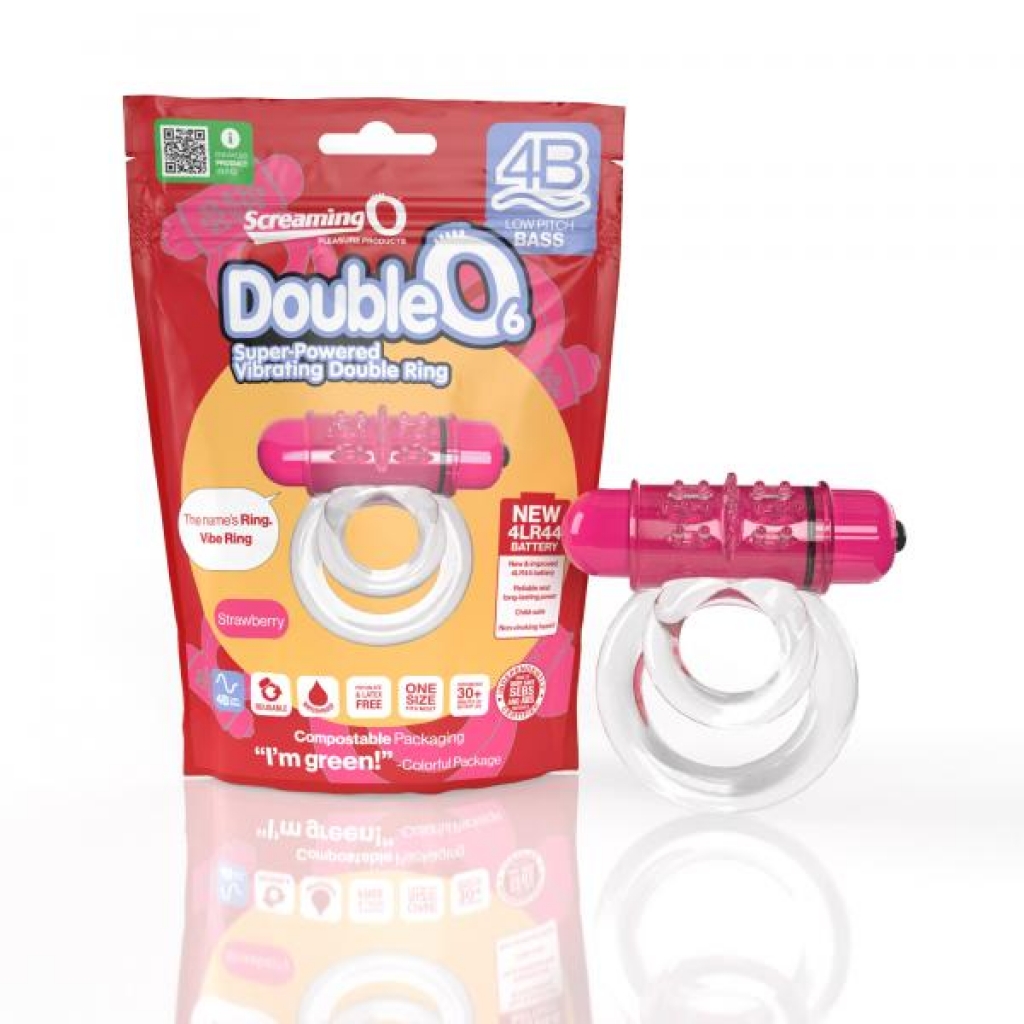 Screaming O 4b Doubleo 6 Strawberry (bass) - Couples Vibrating Penis Rings