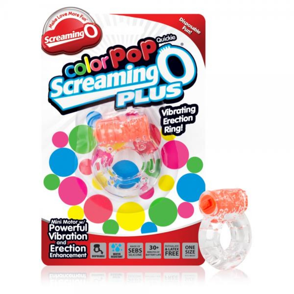 Color Pop Quickie Screaming O Plus Orange - Couples Vibrating Penis Rings