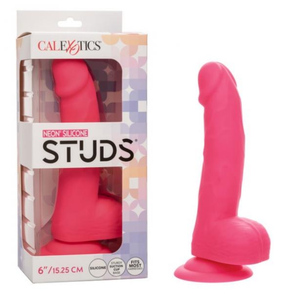 Neon Silicone Studs 6in Pink - Realistic Dildos & Dongs