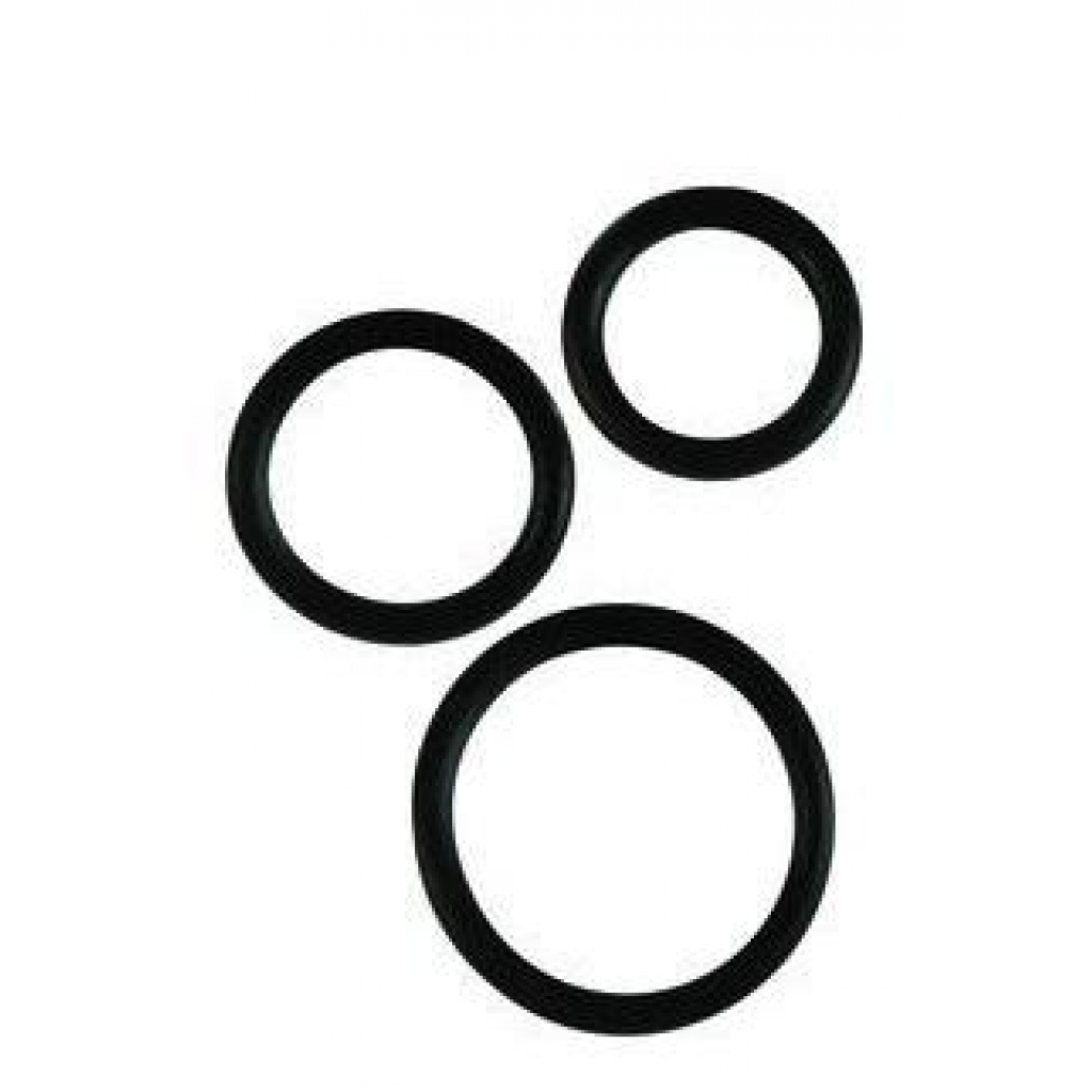 Rubber Ring - Black 3 Piece Set - Cock Ring Trios