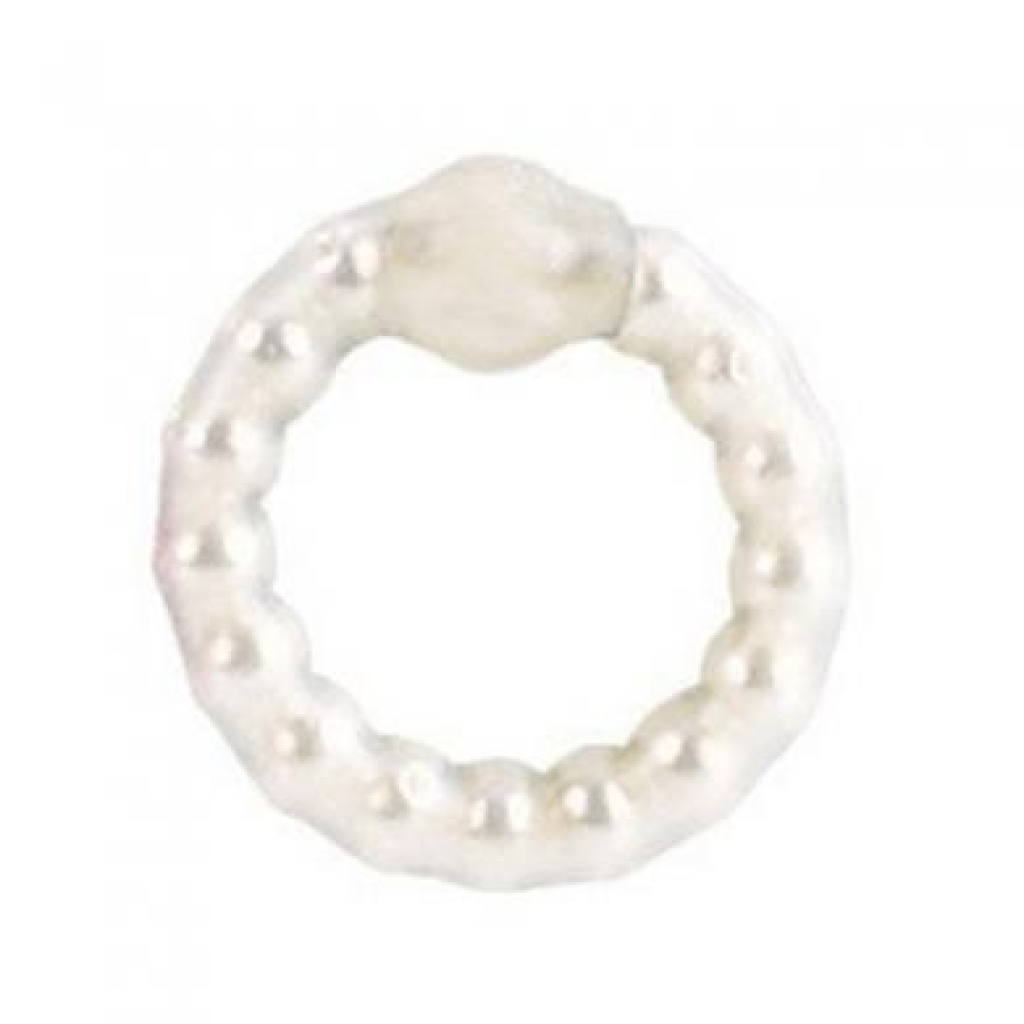 Pearl Beaded Prolong Ring White - Stimulating Penis Rings