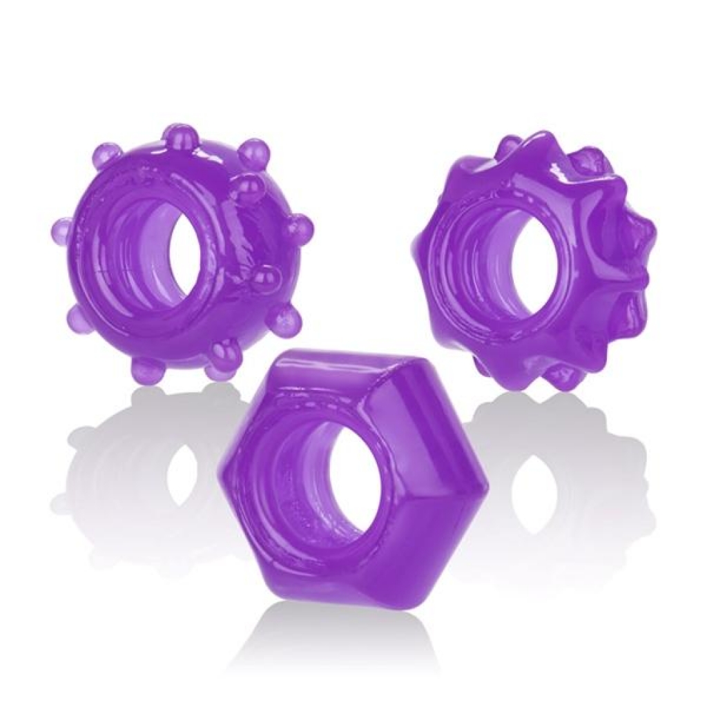 Reversible Ring Set Purple Pack Of 3 - Cock Ring Trios