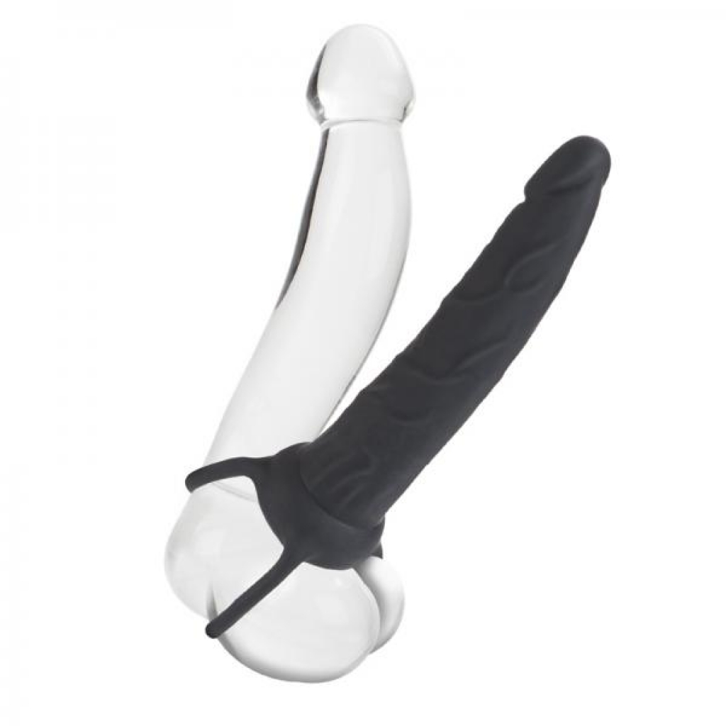 Silicone Love Rider Dual Penetrator Black - Double Penetration Penis Rings