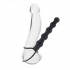 Silicone Love Rider Beaded Dual Penetrator Black - Double Penetration Penis Rings