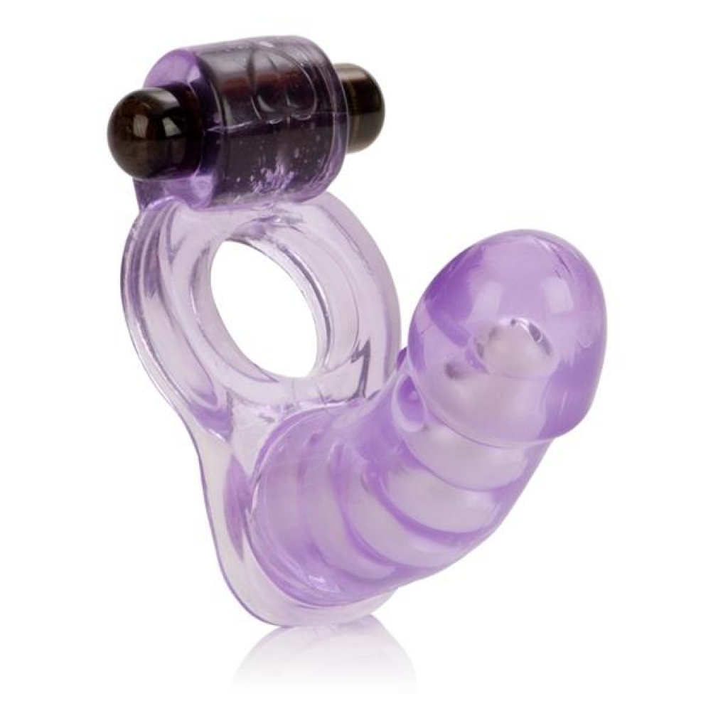 Double Diver Vibrating Enhancer Flexible Penetrator Puprle - Double Penetration Penis Rings