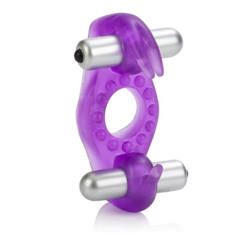 Wireless Rockin Rabbit Vibrating Ring Purple - Couples Vibrating Penis Rings