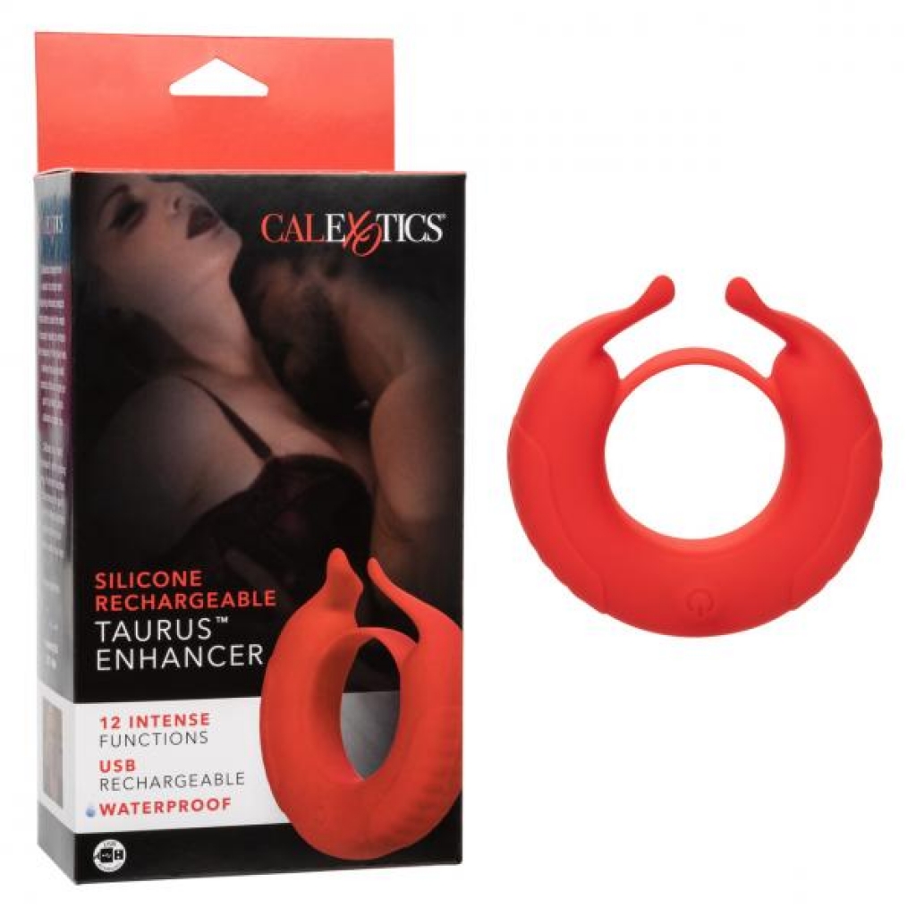 Silicone Rechargeable Taurus Enhancer - Couples Vibrating Penis Rings