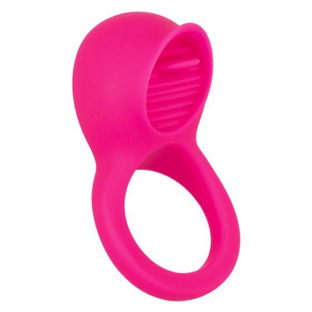 Teasing Tongue Enhancer Pink Vibrating Cock Ring - Couples Penis Rings