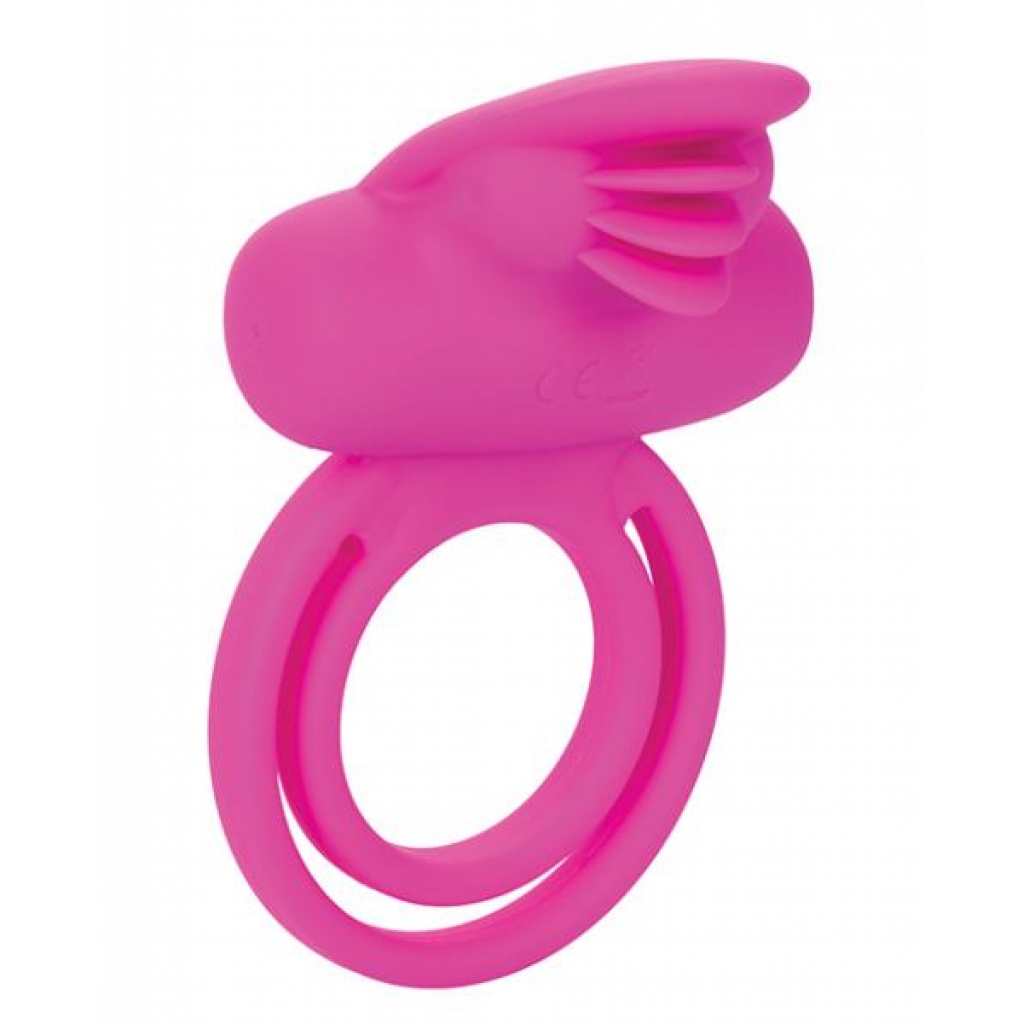Dual Clit Flicker Enhancer Vibrating Cock Ring Pink - Couples Vibrating Penis Rings
